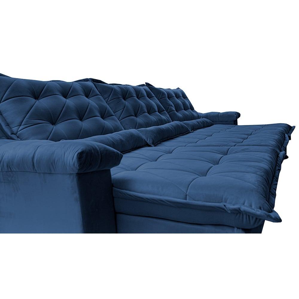 Sofá Retrátil e Reclinável 3,85m Cama inBox Big Fresh com SoftGel D40 Velupluma Azul - 4