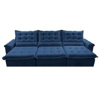 Sofá Retrátil e Reclinável 3,85m Cama inBox Big Fresh com SoftGel D40 Velupluma Azul - 5