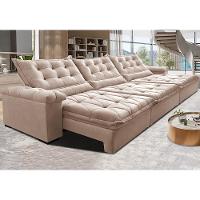 Sofá Retrátil e Reclinável 3,85m Cama inBox Big Fresh com SoftGel D40 Velupluma Bege - 1
