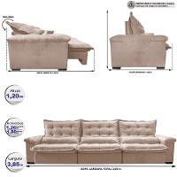 Sofá Retrátil e Reclinável 3,85m Cama inBox Big Fresh com SoftGel D40 Velupluma Bege - 2