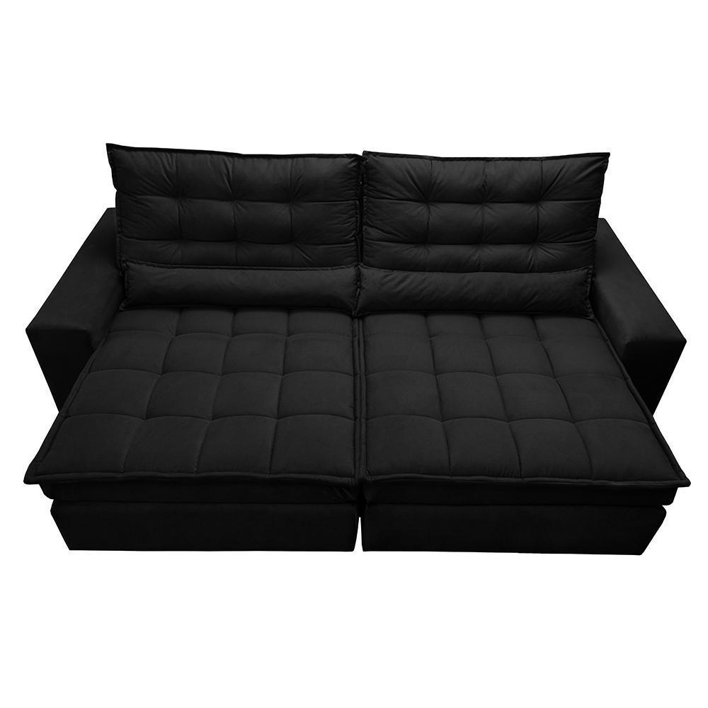Sofá Retrátil e Reclinável com Molas Ensacadas Cama inBox Gold 3,12m Tecido Suede Velusoft Preto - 5