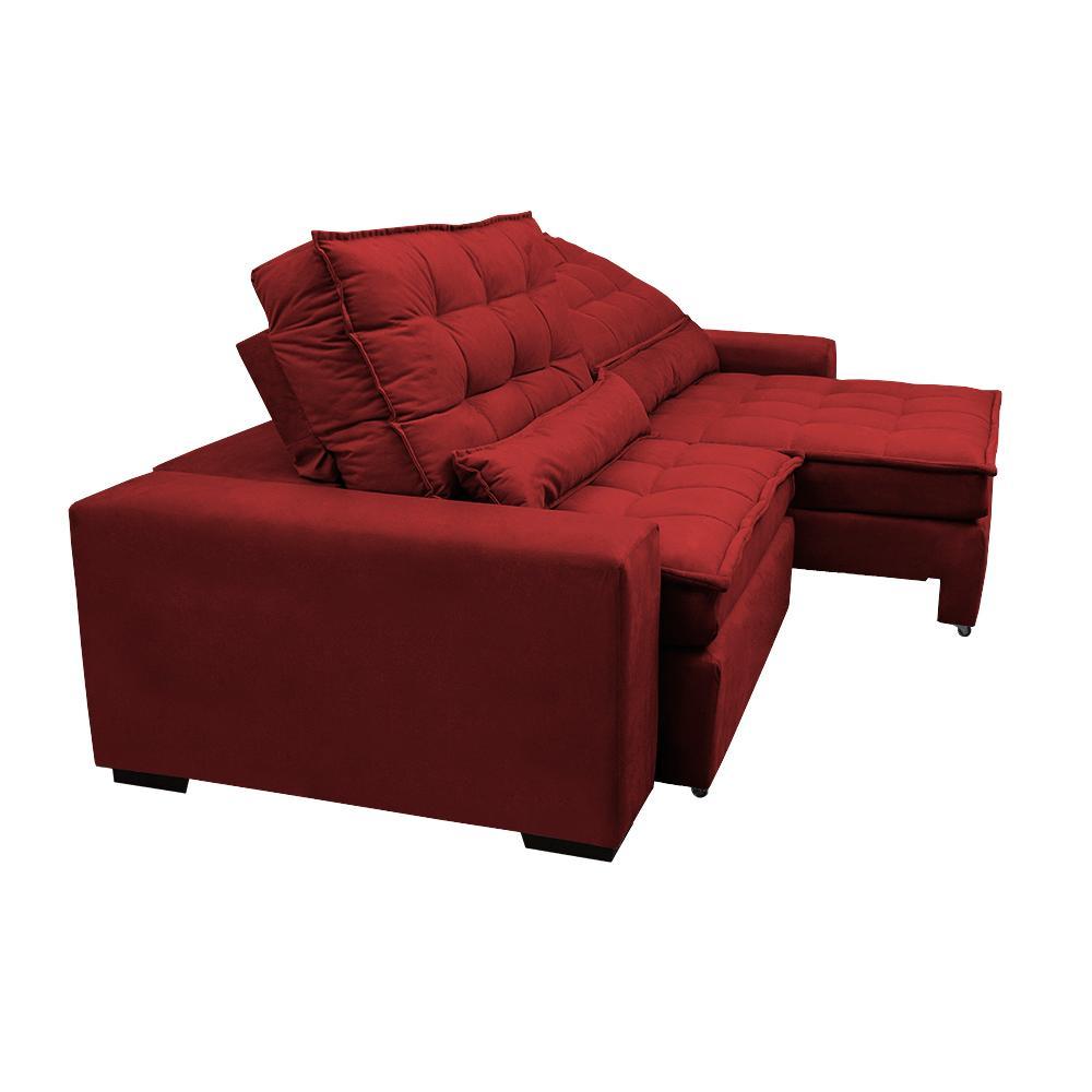 Sofá Retrátil e Reclinável com Molas Ensacadas Cama inBox Gold 3,12m Tecido Suede Velusoft Vermelho - 7