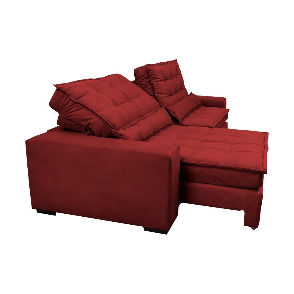 Sofá Retrátil e Reclinável com Molas Ensacadas Cama inBox Gold 3,12m Tecido Suede Velusoft Vermelho - 8