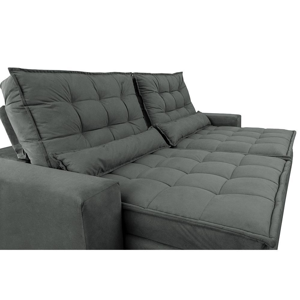 Sofá Retrátil e Reclinável com Molas Ensacadas Cama inBox Gold 3,12m Tecido Suede Velusoft Cinza - 4