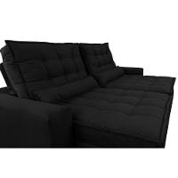Sofá Retrátil e Reclinável com Molas Ensacadas Cama inBox Gold 2,12m Tecido Suede Velusoft Preto