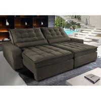 Sofá Retrátil e Reclinável com Molas Ensacadas Cama inBox Gold 3,12m Tecido Suede Velusoft Café - 1