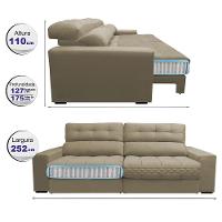 Sofá Retrátil e Reclinável com Molas Ensacadas Cama inBox Master 2,52m Tecido Suede Bege - 2