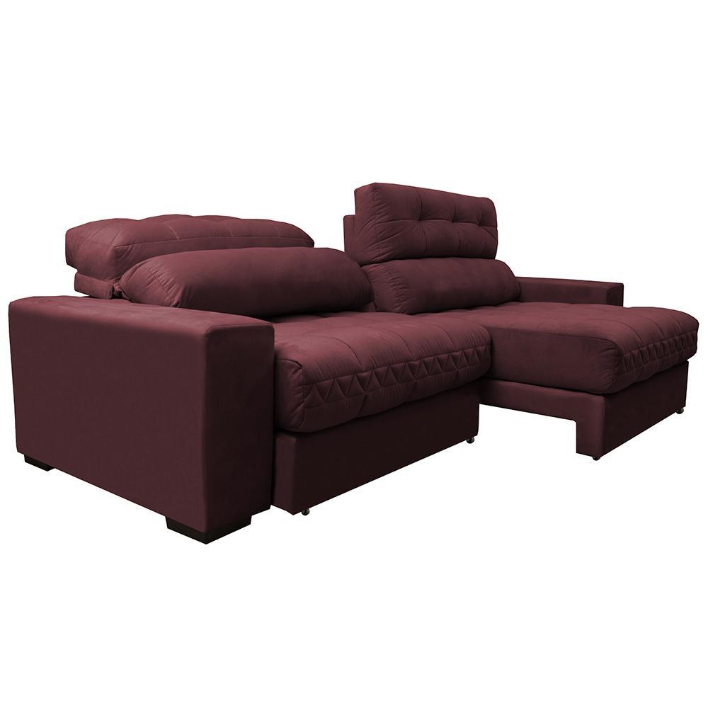 Sofá Retrátil e Reclinável com Molas Ensacadas Cama inBox Master 2,32m Tecido Suede Vinho - 8