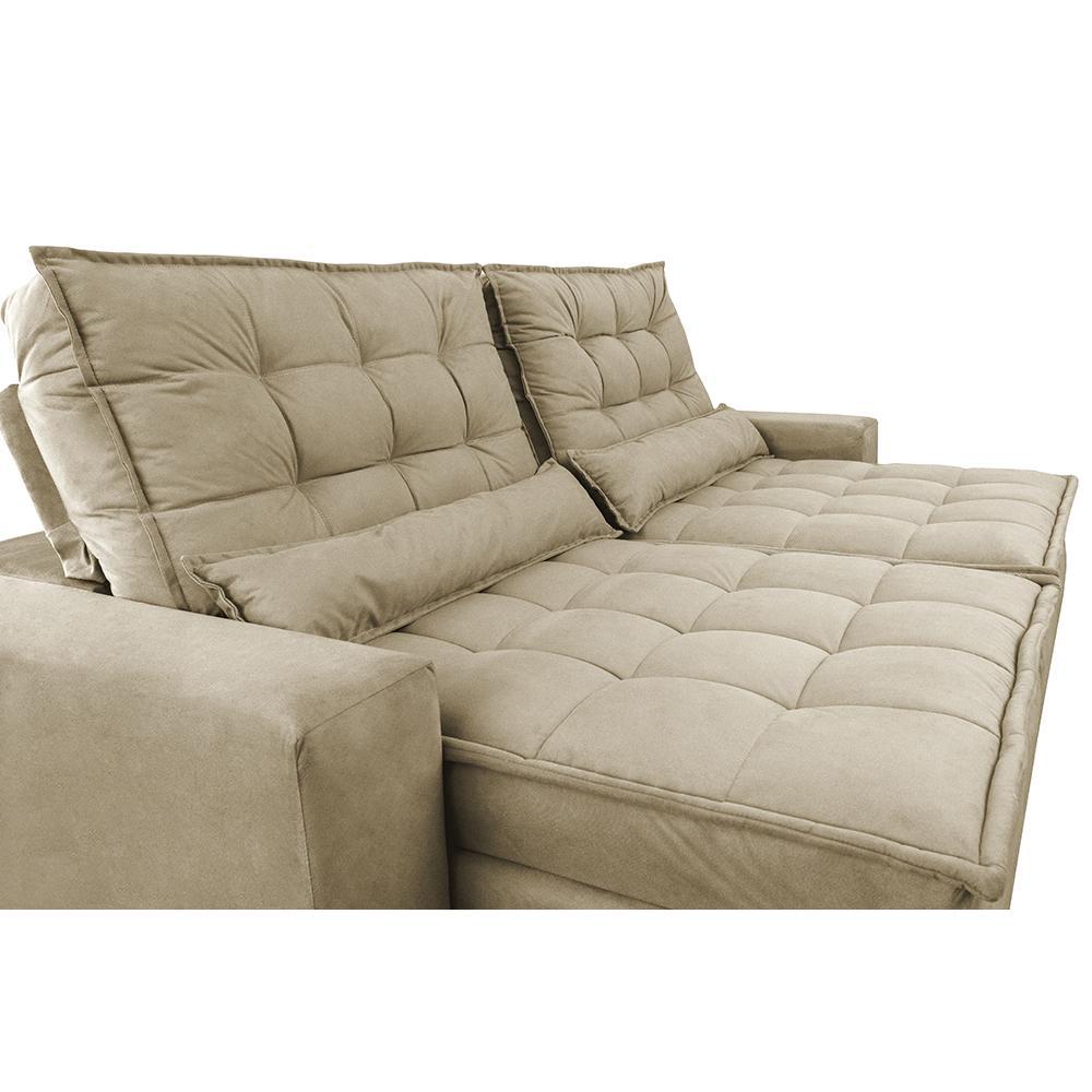 Sofá Retrátil e Reclinável com Molas Ensacadas Cama inBox Gold 3,12m Tecido Suede Velusoft Bege - 4