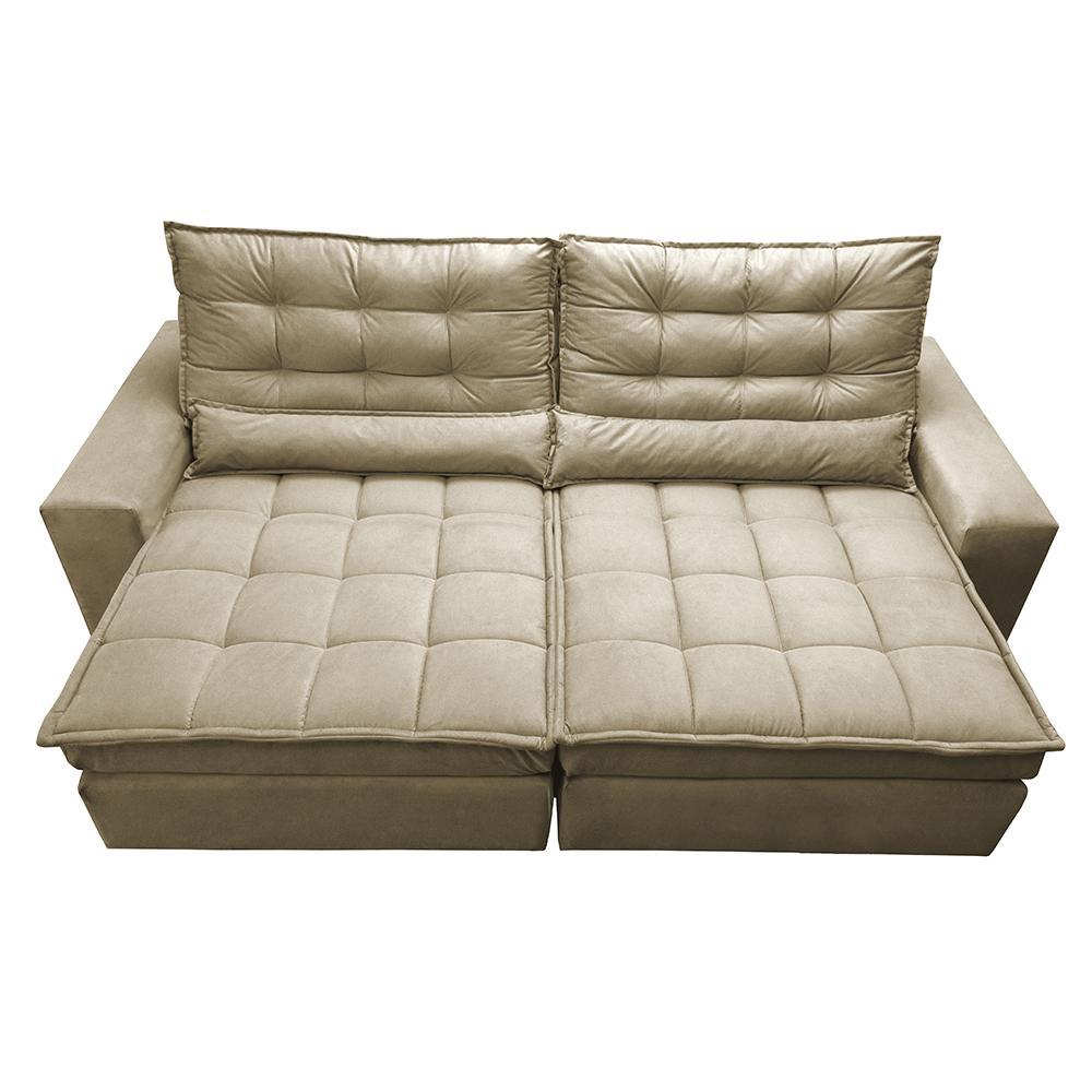 Sofá Retrátil e Reclinável com Molas Ensacadas Cama inBox Gold 3,12m Tecido Suede Velusoft Bege - 5