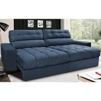Sofá Retrátil e Reclinável com Molas Ensacadas Cama inBox Master 2,52m Tecido Suede Azul - 1