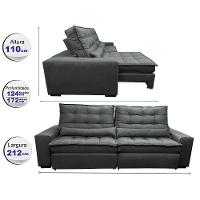 Sofá Retrátil e Reclinável com Molas Ensacadas Cama inBox Gold 2,12m Tecido Suede Velusoft Cinza - 2