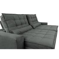 Sofá Retrátil e Reclinável com Molas Ensacadas Cama inBox Gold 2,12m Tecido Suede Velusoft Cinza