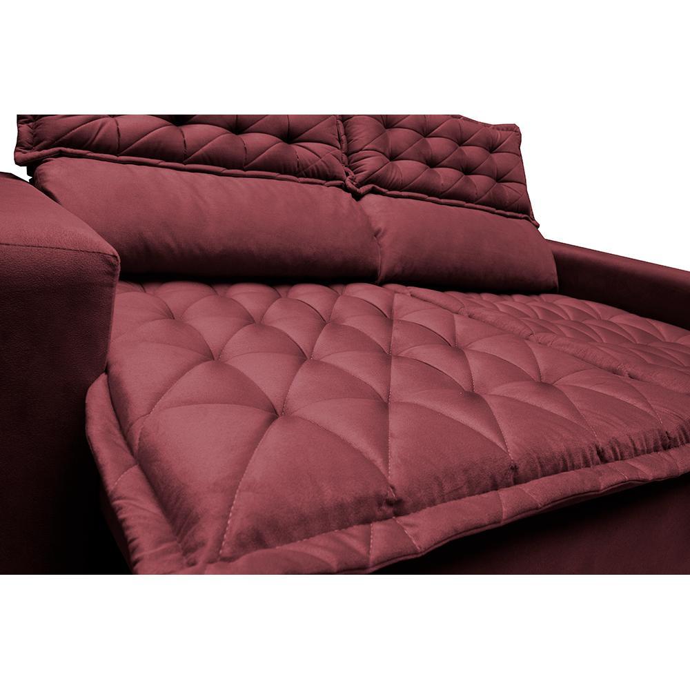 Sofá Retrátil e Reclinável Cama inBox Slim 1,50m Tecido Suede Velusoft Vinho - 2