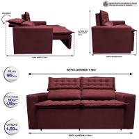 Sofá Retrátil e Reclinável Cama inBox Slim 1,50m Tecido Suede Velusoft Vinho - 3