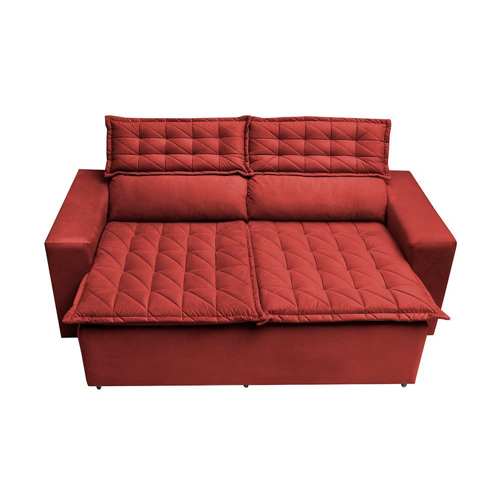 Sofá Retrátil e Reclinável Cama inBox Slim 1,50m Tecido Suede Velusoft Vermelho - 5