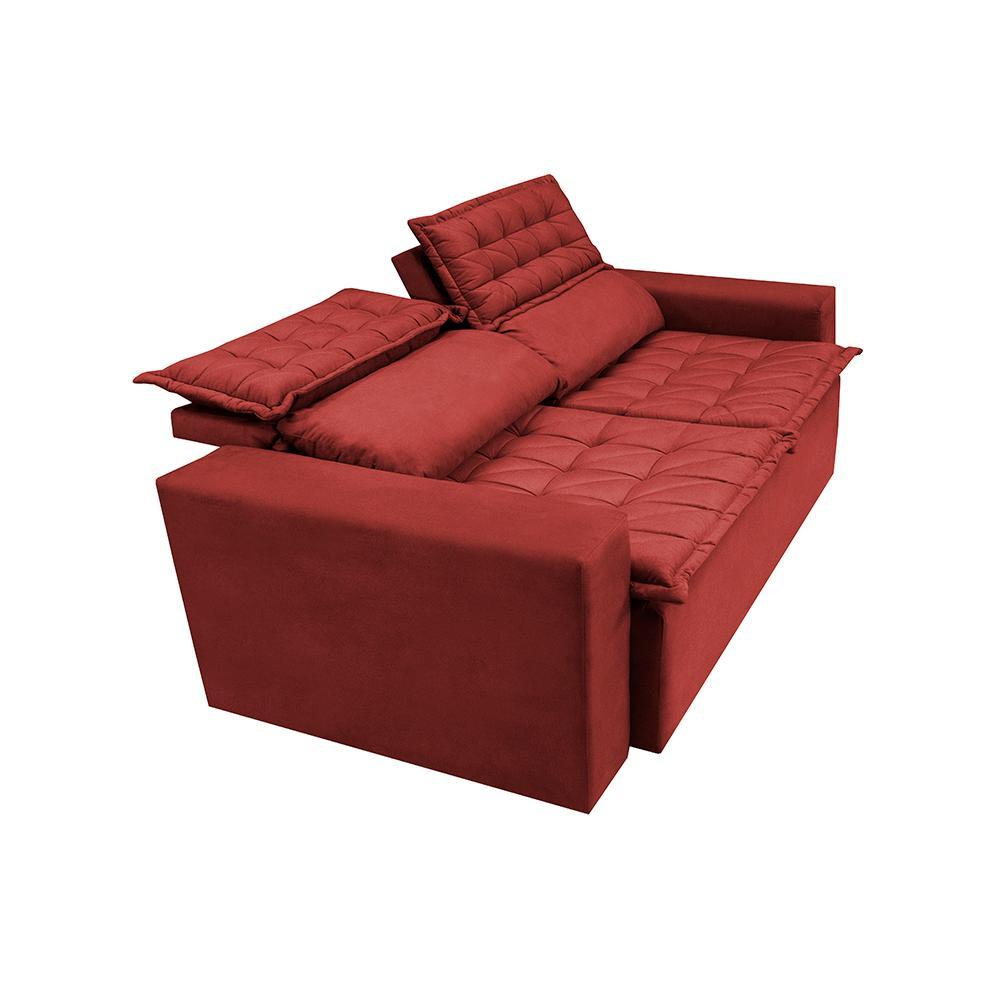 Sofá Retrátil e Reclinável Cama inBox Slim 1,50m Tecido Suede Velusoft Vermelho - 7