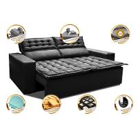 Sofá Retrátil e Reclinável Cama inBox Slim 1,50m Tecido Suede Velusoft Preto