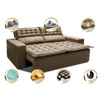 Sofá Retrátil e Reclinável Cama inBox Slim 1,50m Tecido Suede Velusoft Castor