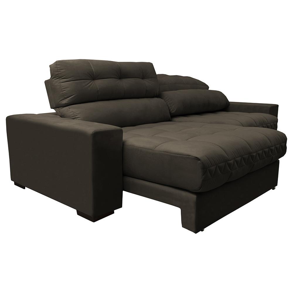 Sofá Retrátil e Reclinável com Molas Ensacadas Cama inBox Master 2,32m Tecido Suede Café - 7