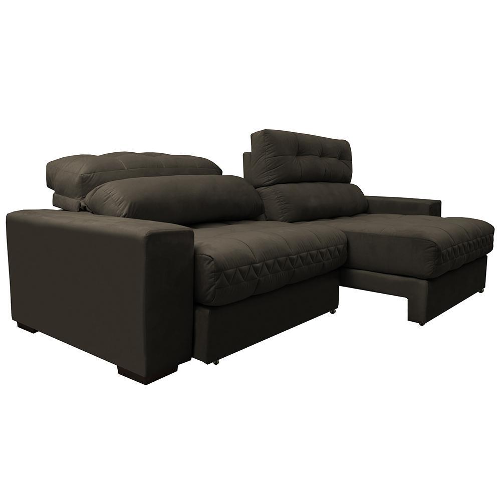 Sofá Retrátil e Reclinável com Molas Ensacadas Cama inBox Master 2,32m Tecido Suede Café - 8