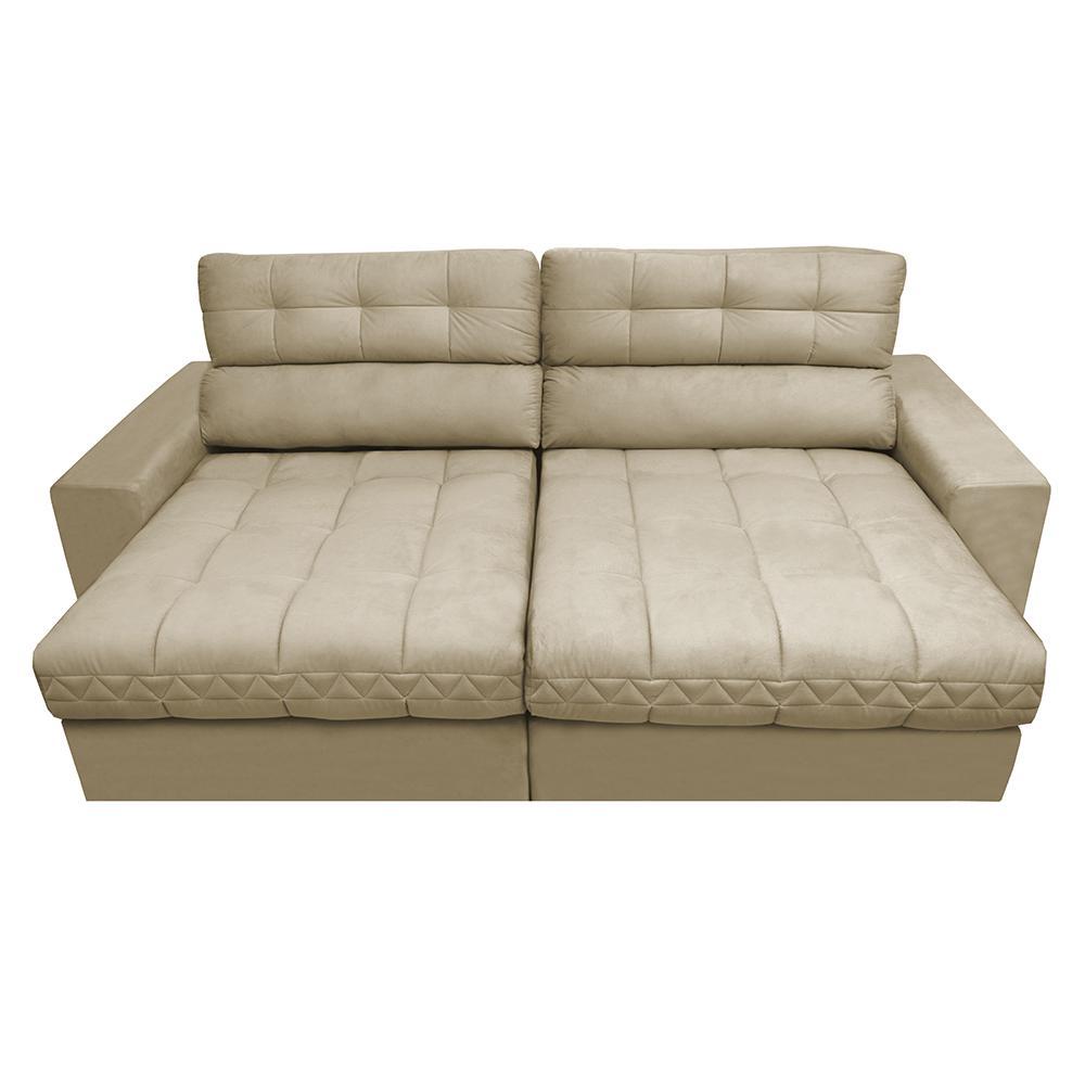 Sofá Retrátil e Reclinável com Molas Ensacadas Cama inBox Master 2,32m Tecido Suede Bege - 5