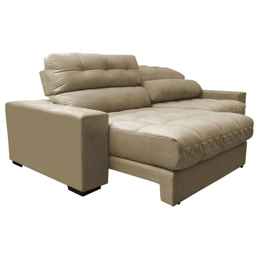 Sofá Retrátil e Reclinável com Molas Ensacadas Cama inBox Master 2,32m Tecido Suede Bege - 7