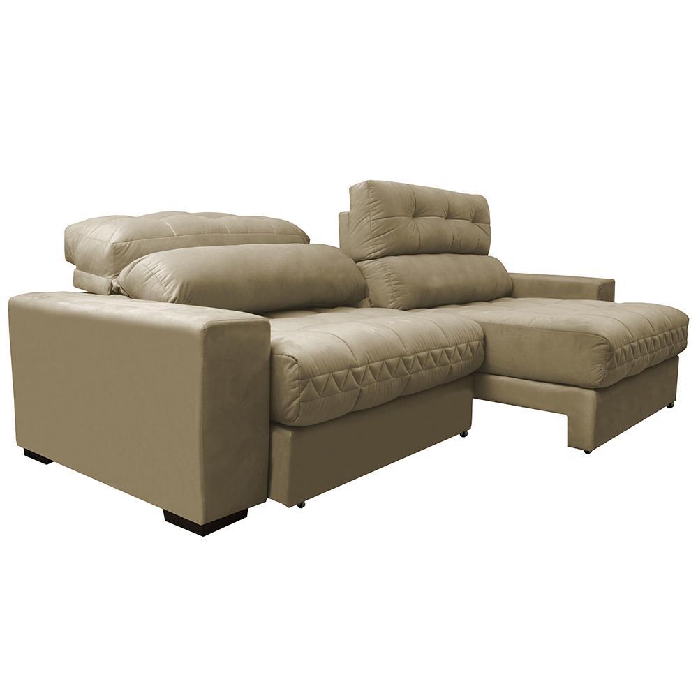 Sofá Retrátil e Reclinável com Molas Ensacadas Cama inBox Master 2,32m Tecido Suede Bege - 8