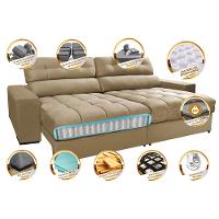 Sofá Retrátil e Reclinável com Molas Ensacadas Cama inBox Master 2,32m Tecido Suede Bege - 3
