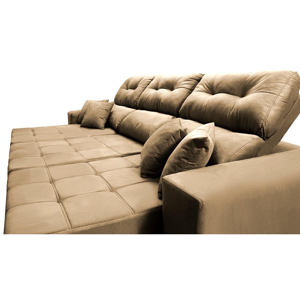 Sofá Retrátil e Reclinável Cama inBox Diamond 2,72m Tecido Suede Velusoft Castor - 3