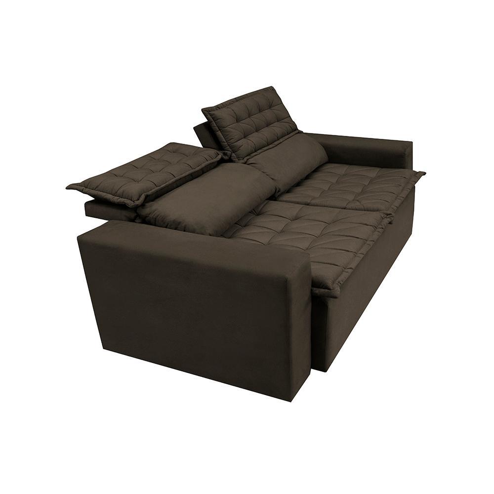 Sofá Retrátil e Reclinável Cama inBox Slim 1,50m Tecido Suede Velusoft Café - 7