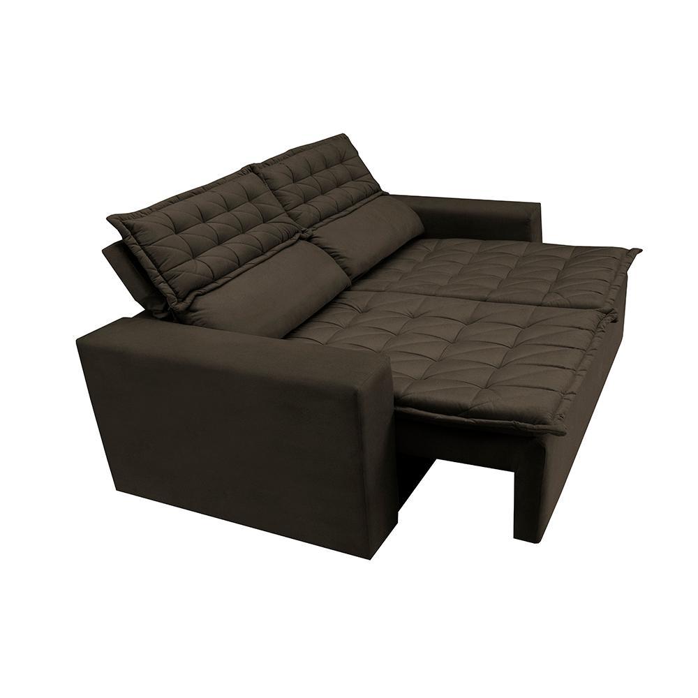 Sofá Retrátil e Reclinável Cama inBox Slim 1,50m Tecido Suede Velusoft Café - 8