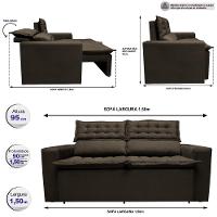 Sofá Retrátil e Reclinável Cama inBox Slim 1,50m Tecido Suede Velusoft Café - 3