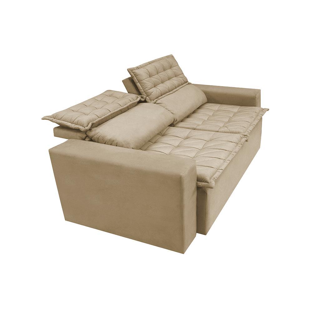 Sofá Retrátil e Reclinável Cama inBox Slim 1,50m Tecido Suede Velusoft Bege - 7