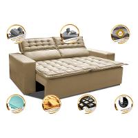 Sofá Retrátil e Reclinável Cama inBox Slim 1,50m Tecido Suede Velusoft Bege