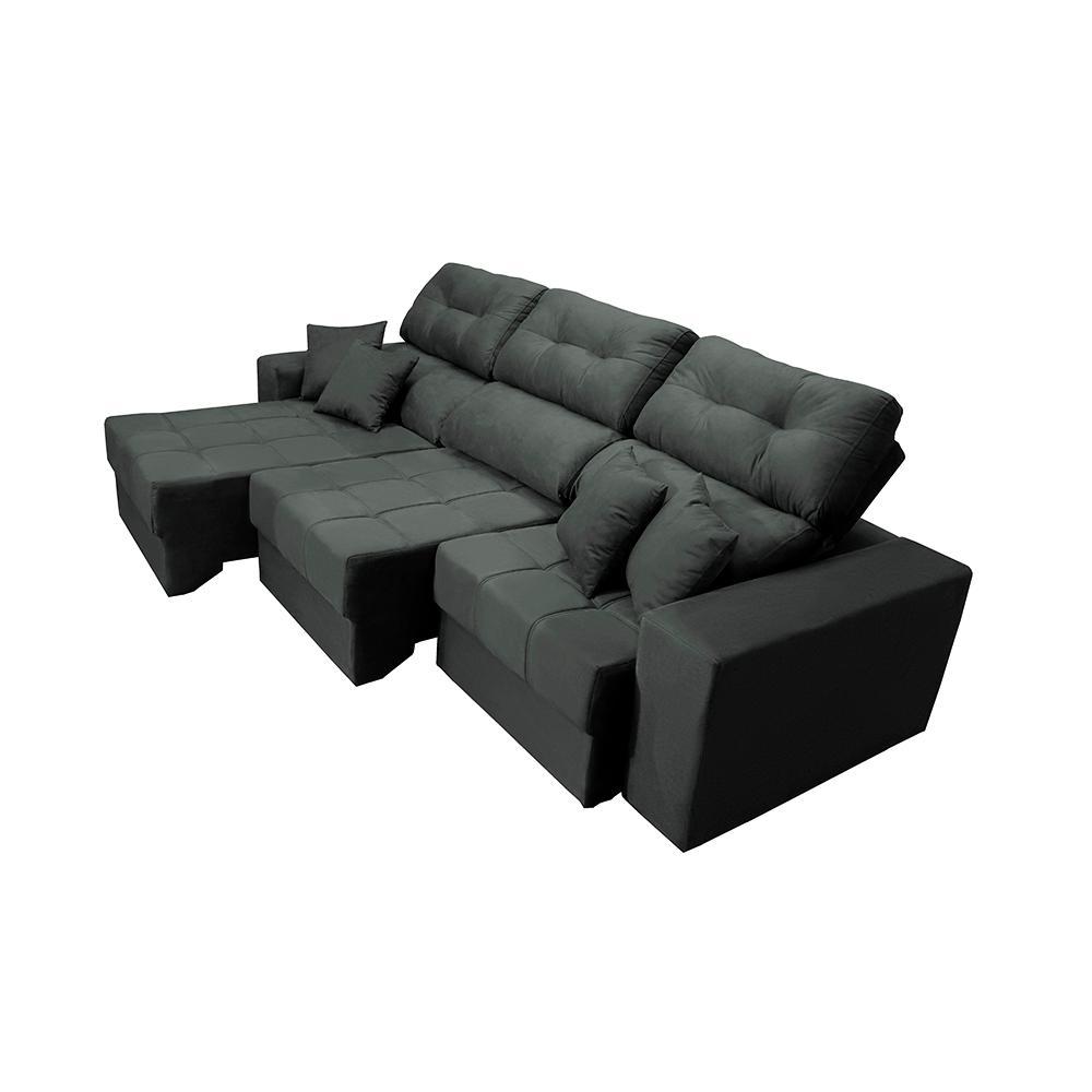 Sofá Retrátil e Reclinável Cama inBox Diamond 2,72m Tecido Suede Velusoft Cinza - 6