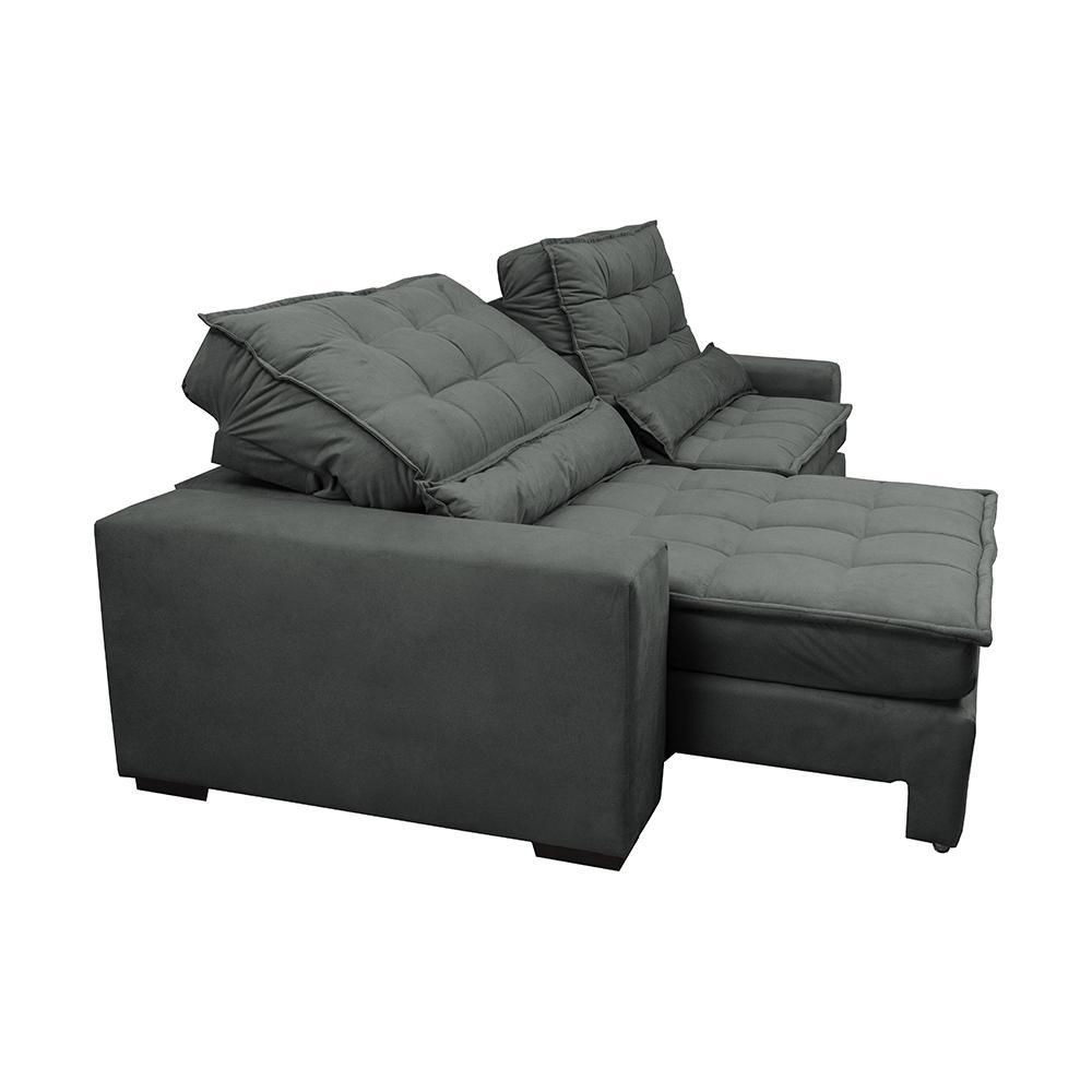 Sofá Retrátil e Reclinável com Molas Ensacadas Cama inBox Gold 2,52m Tecido Suede Velusoft Cinza - 7