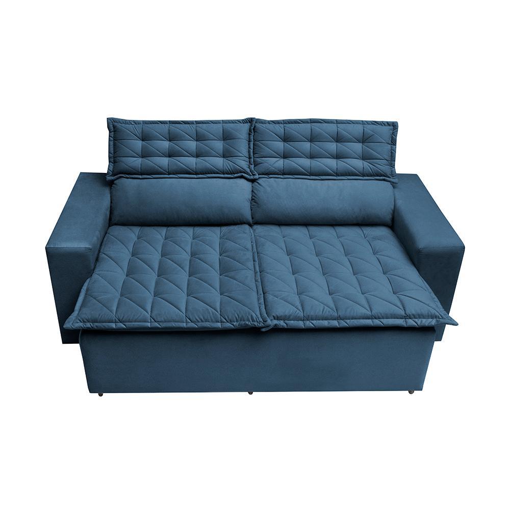 Sofá Retrátil e Reclinável Cama inBox Slim 1,50m Tecido Suede Velusoft Azul - 5