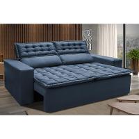 Sofá Retrátil e Reclinável Cama inBox Slim 1,50m Tecido Suede Velusoft Azul - 1