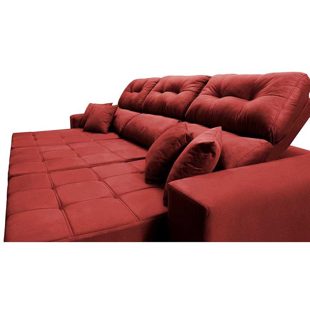 Sofá Retrátil e Reclinável Cama inBox Diamond 2,52m Tecido Suede Velusoft Vermelho - 4