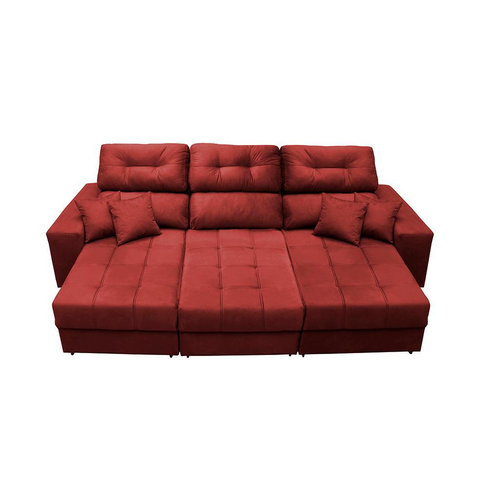 Sofá Retrátil e Reclinável Cama inBox Diamond 2,52m Tecido Suede Velusoft Vermelho - 5