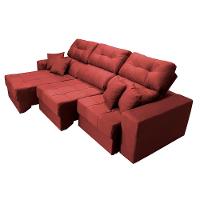 Sofá Retrátil e Reclinável Cama inBox Diamond 2,72m Tecido Suede Velusoft Vermelho - 6