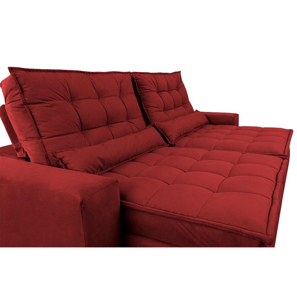 Sofá Retrátil e Reclinável com Molas Ensacadas Cama inBox Gold 2,52m Tecido Suede Velusoft Vermelho - 4