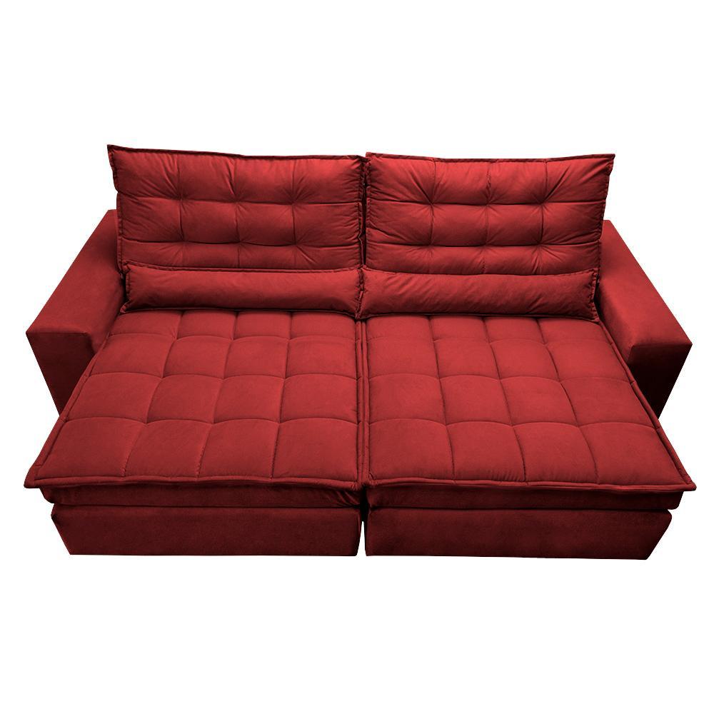 Sofá Retrátil e Reclinável com Molas Ensacadas Cama inBox Gold 2,52m Tecido Suede Velusoft Vermelho - 5