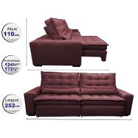 Sofá Retrátil e Reclinável com Molas Ensacadas Cama inBox Gold 2,52m Tecido Suede Velusoft Vinho - 2