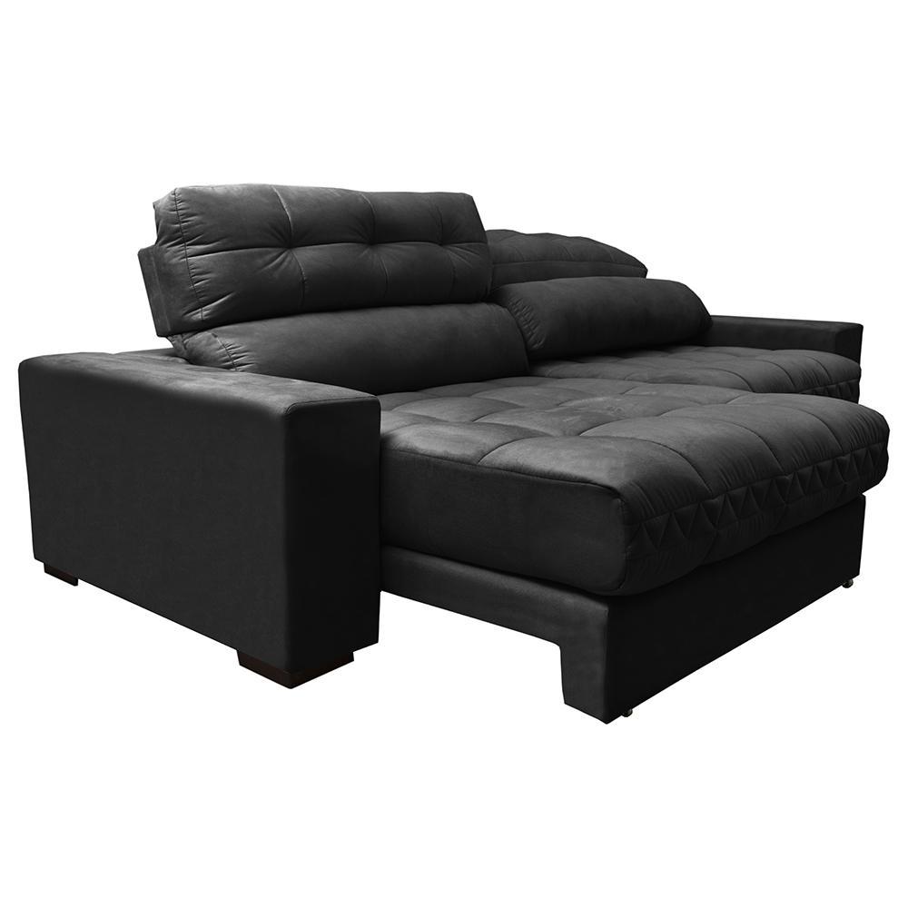 Sofá Retrátil e Reclinável com Molas Ensacadas Cama inBox Master 2,12m Tecido Suede Preto - 7