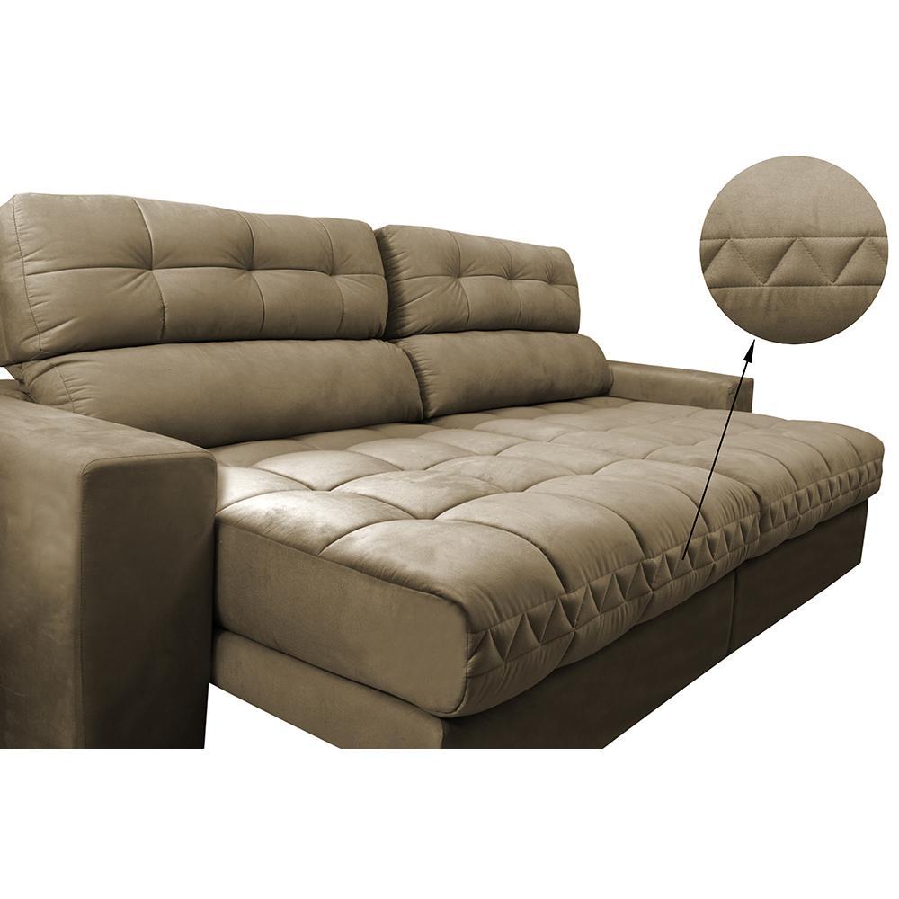 Sofá Retrátil e Reclinável com Molas Ensacadas Cama inBox Master 2,12m Tecido Suede Castor - 4