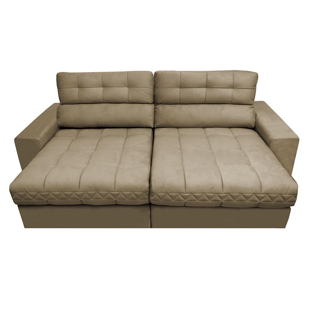 Sofá Retrátil e Reclinável com Molas Ensacadas Cama inBox Master 2,12m Tecido Suede Castor - 5