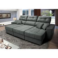 Sofá Retrátil e Reclinável Cama inBox Diamond 2,25m Tecido Suede Velusoft Cinza - 1
