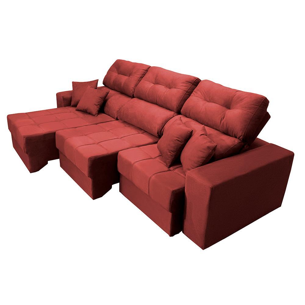 Sofá Retrátil e Reclinável Cama inBox Diamond 2,25m Tecido Suede Velusoft Vermelho - 7